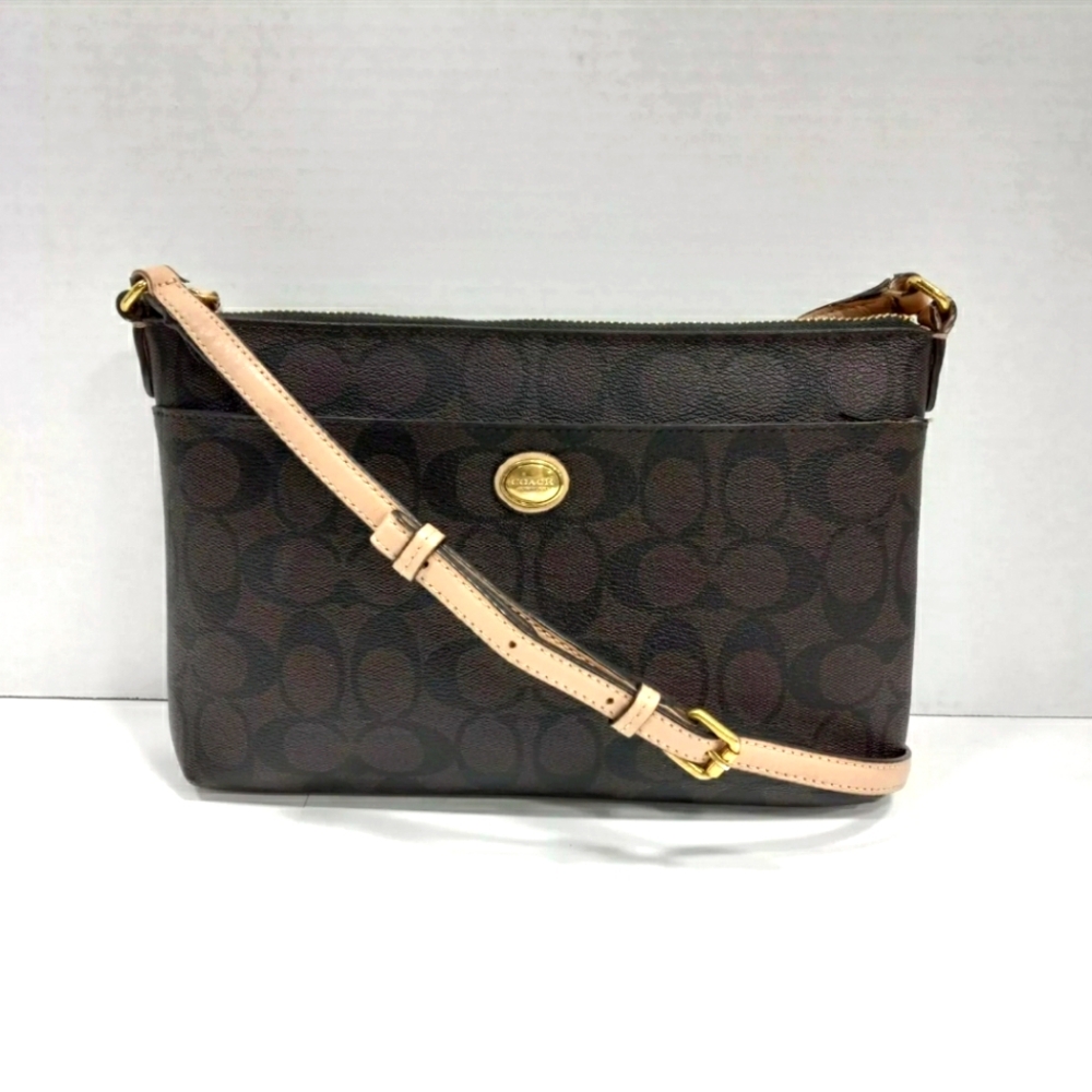 COACH Designer Signature East West Pop Up Crossbody Purse Handbag